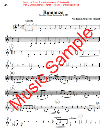 Music for Three Treble Instruments - Collection No. 1: Wedding & Classical Favorites - Part 3 - English Horn or French Horn in F - Digital Download